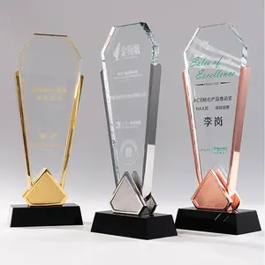 Personalized Gold Silver Bronze Metal Crystal Trophy Awards MH-NJ0267