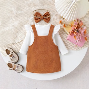 Meiqiai <span class=keywords><strong>Set</strong></span> di Abbigliamento per Bambini Stile Europeo e Americano, Collezione Autunnale, Vestito con Bretelle e Fiocco in Cotone, Tutina a Maniche Lunghe e Gonna - Product Image 5