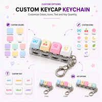 Porte-clés mécanique LED personnalisé avec logo imprimé UV, 4 touches, clavier, anti-stress, dessin animé, acrylique, étanche
