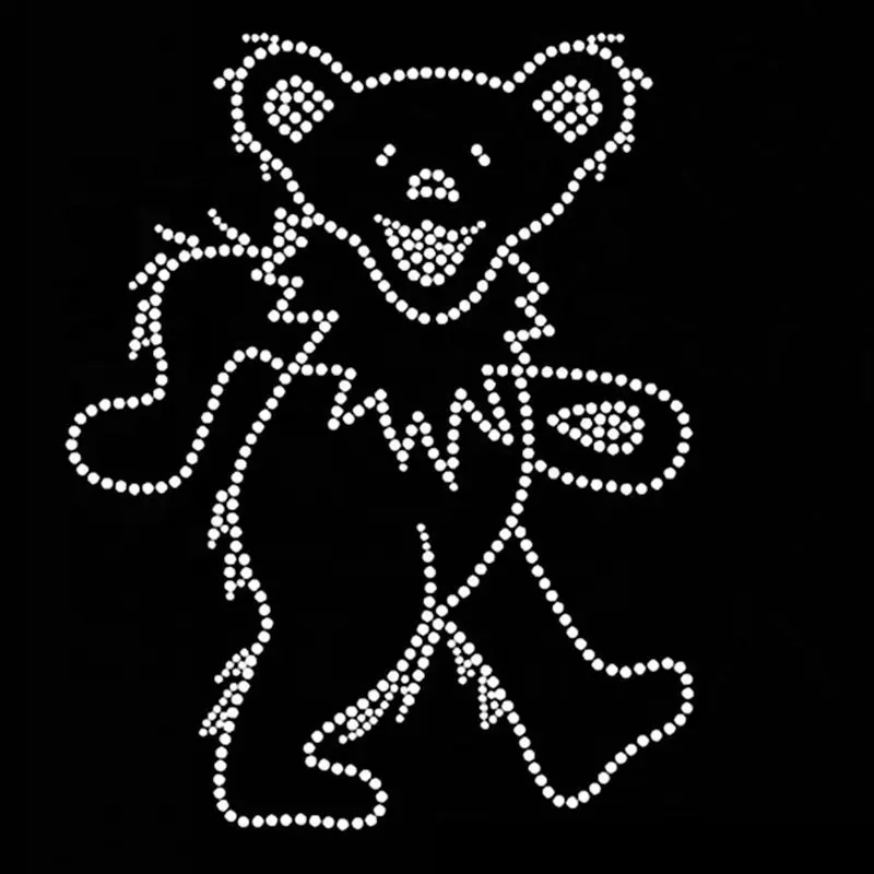 Новый дизайн, индивидуальный трендовый стиль, Танцующий медведь, благодарные омертвевшие Стразы, термотрансферный дизайн в стиле крутой куртки