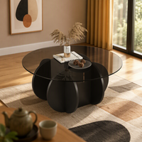 Table basse triangulaire MULIGNA en verre couleur chêne, mobilier moderne pour salon, assemblage simple