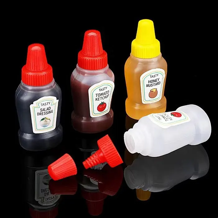 Tragbare Mini-Ketchup-Sauce Flasche 25ml Leerer Plastiks alat Dressing Squeeze Verpackungs flasche mit Twist Cap