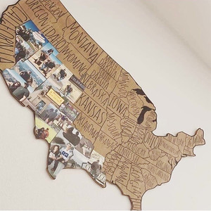 Aventure personnalisée <span class=keywords><strong>USA</strong></span> <span class=keywords><strong>carte</strong></span> en bois États-Unis voyage <span class=keywords><strong>carte</strong></span> Photo Collage Art mural pour souvenirs cadeau - Product Image 2