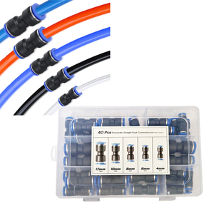 Juego de 40 Conectores Neumáticos Rectos de Empuje Rápido de 2/1", 3/8", 5/16", 1/4", 5/32" con Cuerpo de PU para Mangueras de Aire - Product Image 1