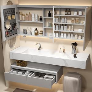 Moderno e minimalista mobiletto da <span class=keywords><strong>bagno</strong></span> <span class=keywords><strong>in</strong></span> legno massello <span class=keywords><strong>con</strong></span> lavello <span class=keywords><strong>in</strong></span> granito senza soluzione di continuità integrato <span class=keywords><strong>in</strong></span> un unico pezzo - Product Image 5