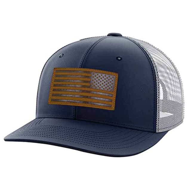 Oem Custom Polyester Cotton Flat Bill Snapback Cap Hat with American Flag