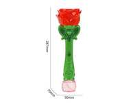 Bâton à bulles de fleurs de rose électriques en gros, jouet d'extérieur pour enfants, jouet de fête d'anniversaire avec lumière et musique, baguette à bulles pour filles
