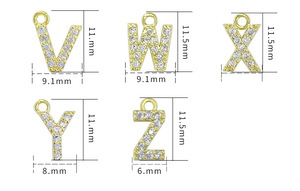 Gros alliage de laiton strass brillants minuscule 11mm petit alphabet lettre pendentif breloque pour collier boucle d'oreille bricolage fabrication - Product Image 3