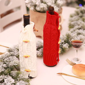 Adornos navideños Cubierta de botella de vino de Navidad Champán Vino tinto Cubierta de vino de punto Bar Vestido creativo - Product Image 4