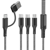 Câble de charge universel multi-têtes 5 en 1 en nylon tressé durable avec entrée USB TYPE C pour iPhone
