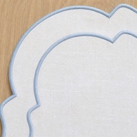 Serviettes en lin 100% pur lin, brodées et festonnées, pour table de salle à manger classique française, idéales pour mariages et hôtels