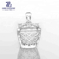 Vente chaude Pot à bonbons en verre gravé de fleurs avec couleur pulvérisée Design fantaisie Pot à bonbons, biscuits, desserts pour servir à la maison, en cuisine