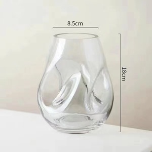 Jarrón de cristal minimalista de estilo europeo, jarrón irregular, decoración, arreglo floral, decoración transparente - Product Image 4