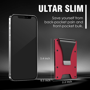 Portefeuille pour cartes avec blocage RFID, porte-cartes fin en métal avec pince à billets en acier inoxydable - Product Image 5