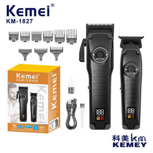 เครื่องตัดผม Kemei KM-1827 รุ่นมืออาชีพ ตัวเครื่องโลหะ หน้าจอ LCD ชาร์จผ่าน USB สำหรับตัดผมผู้ชาย - Product Image 1