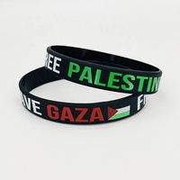 Bracelets en silicone souple PVC, vente en gros, drapeau Palestine, pour soutenir Gaza et la Palestine libre