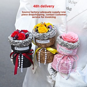 Flores de Jabón Artificiales de Papel de Aluminio en Forma de <span class=keywords><strong>Rosa</strong></span>, Ramo de Alta Gama Atado a Mano, Centro de Mesa para Bodas y Cumpleaños, Directo de Fábrica <span class=keywords><strong>China</strong></span> - Product Image 2