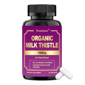 Complément alimentaire certifié GMP, marque privée OEM, végétalien, extrait de chardon-Marie 7500mg, concentration 30:1, capsules pour la purification et la détoxification du foie - Product Image 1