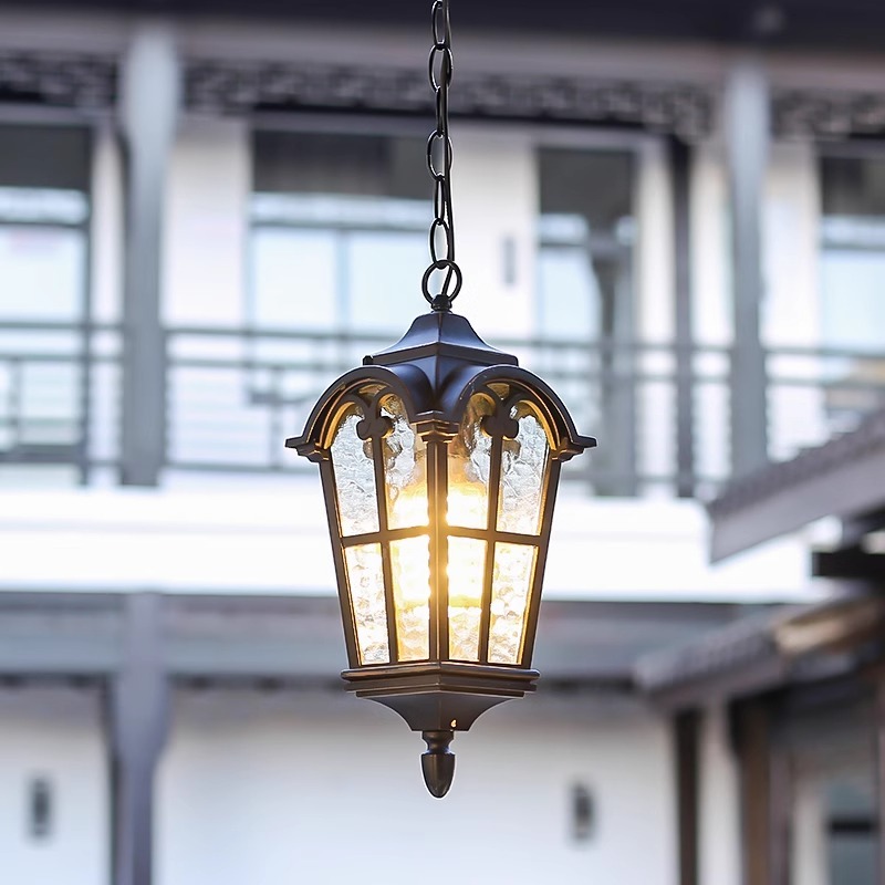Outdoor Antique Pendant Light for Garden Courtyard Hotel Landscaping IP65 Waterproof Solar & AC Powered by Retro Design