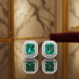 Boucles d'oreilles en or blanc de luxe avec diamants taille émeraude et diamants naturels certifiés GIA pour femmes, bijoux de mariage - Product Image 2