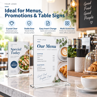 Lot de 1 support de signalétique de table moderne en acrylique double face, présentoir vertical en forme de T pour menu, emballé en carton