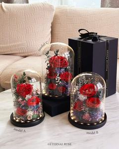 Rosas eternas para <span class=keywords><strong>siempre</strong></span> con tallos Flor preservada Rosas naturales preservadas reales en cúpula de cristal - Product Image 3