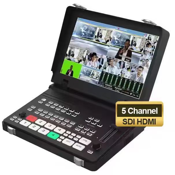 USD772 Free Ship MF10S 5 Channel 4 sdi in 4 hd mi in 2 hd mi out lan 10.1 Inch Screen Video Switcher Mixer sd card usb record