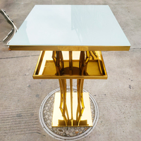Table de bar de haute qualité, design moderne, nouvelle conception, cadre carré en acier inoxydable, plateau en verre, pour mariage, événement, fête