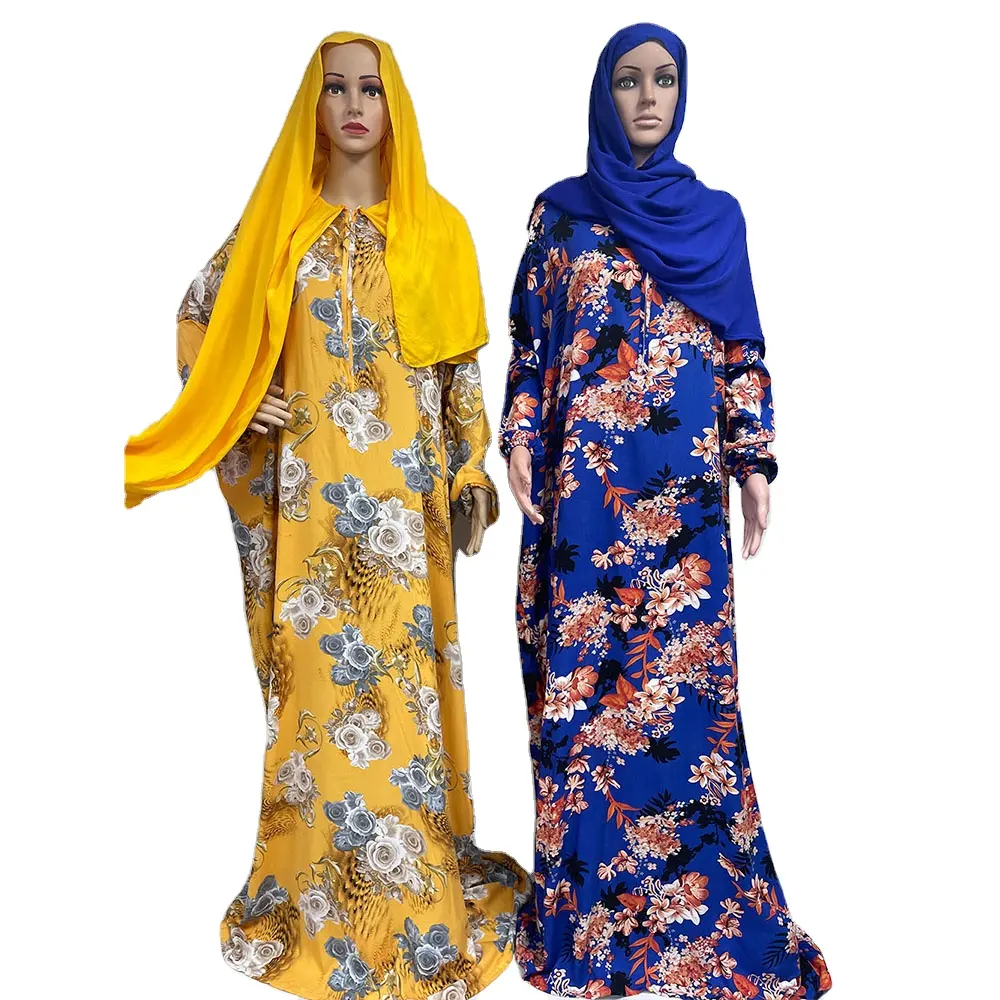 MC-1648 Modest Islamic Clothing Long Prayer Dress Abaya Women Muslim Dress Jilbab Attached Hijab Hoodie Abaya abaya dubai