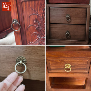 Poignée de meuble en laiton de style chinois, anneau de traction double fleur de prunier, quincaillerie de tiroir et de porte, décoration de surface durable - Product Image 4
