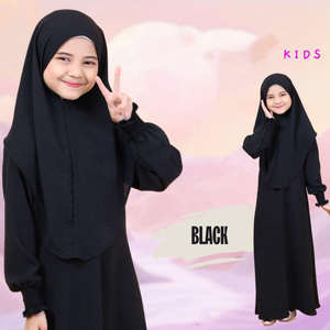 2025 Sharut tam uzunlukta Khimar Abaya seti toptan islam Eid namaz elbise yumuşak krep 2 parça çocuklar kızlar Abaya Khimar ile Set - Product Image 2