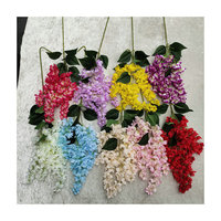 Fleurs artificielles en tissu de soie, réaliste, faites à la main, guirlandes de verdure artificielle suspendues, glycine, décoration murale