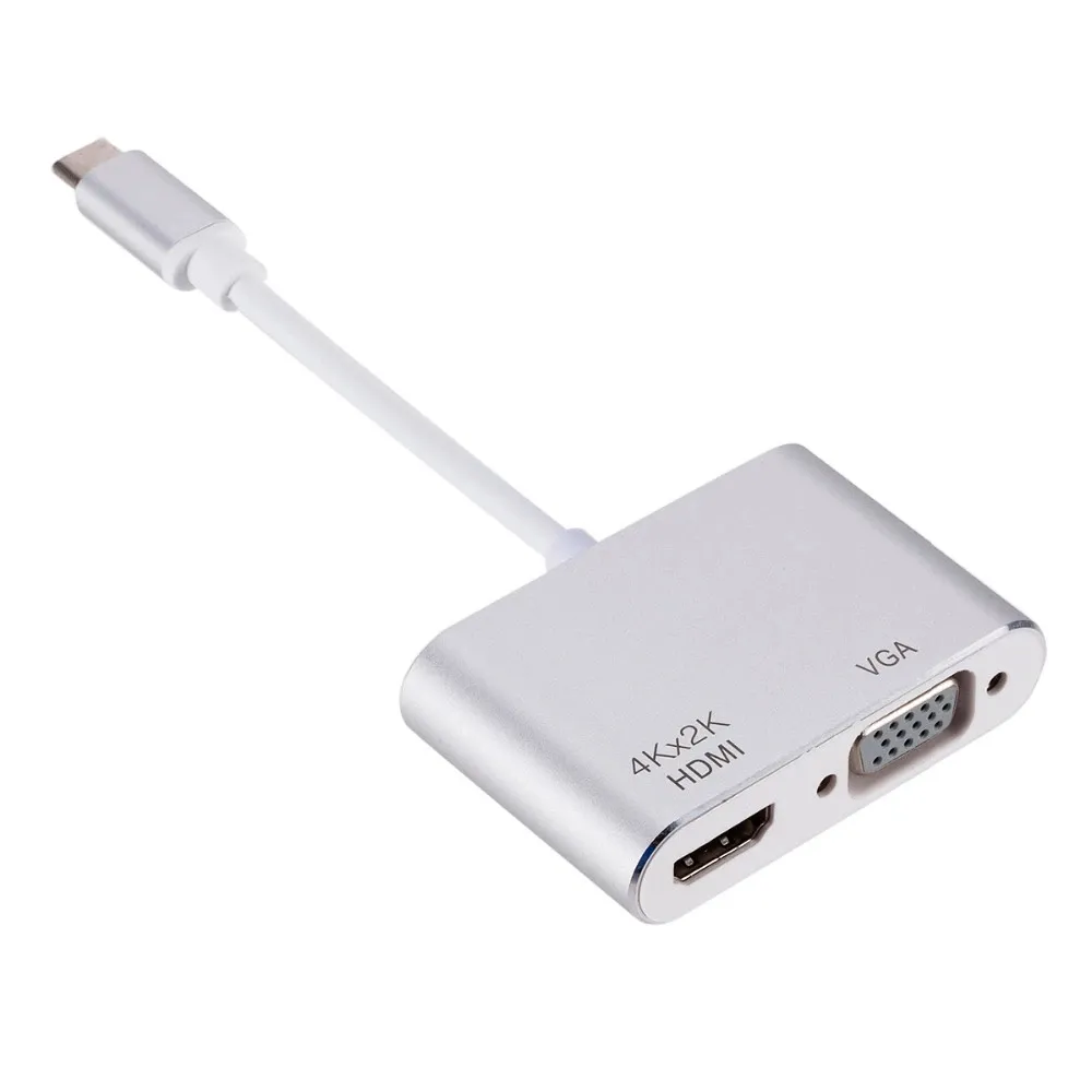 Para Macbook USB-C teléfono Tablet PC 2 en 1 Tipo C HD VGA convertidor de adaptador de conector
