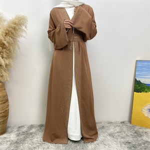 2010# Stunning 2024 Ramadan Little Diamond Abaya With Matching Diamonds Belt Loose Sleeve Islamic Dubai <b>Kaftan</b> 5 Colors - Product Image 5