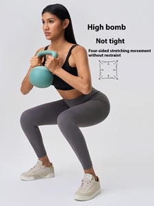 महिलाओं की उच्च कमर योग पैंट, हिप स्लिमिंग इलास्टिक लेस्टिक लेगिंग नहीं ऊंट पैर की पैर की ठोस रंग की पैंट - Product Image 5