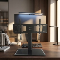 Support de télévision de table réglable en hauteur, support universel pour téléviseur de bureau avec base en verre trempé pour téléviseurs de 32 à 65 pouces