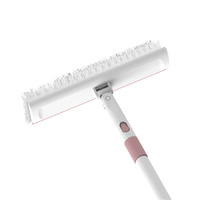 Nettoyage des carreaux de sol à long manche 2 en 1 Balai raclette Brosse à récurer les sols Brosse à récurer les sols
