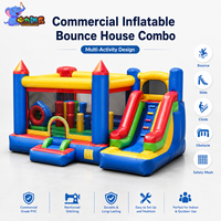 Château Gonflable Commercial d'Extérieur avec Toboggan pour Événements de Location, en PVC Durable, Personnalisable OEM, Combo Château Gonflable et Trampoline