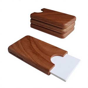 AZ ENTERPRISES Wooden Card Holder Slot Design Natural Wood Color Customized Business Card Case for Promotional Activities Back - Product Image 1