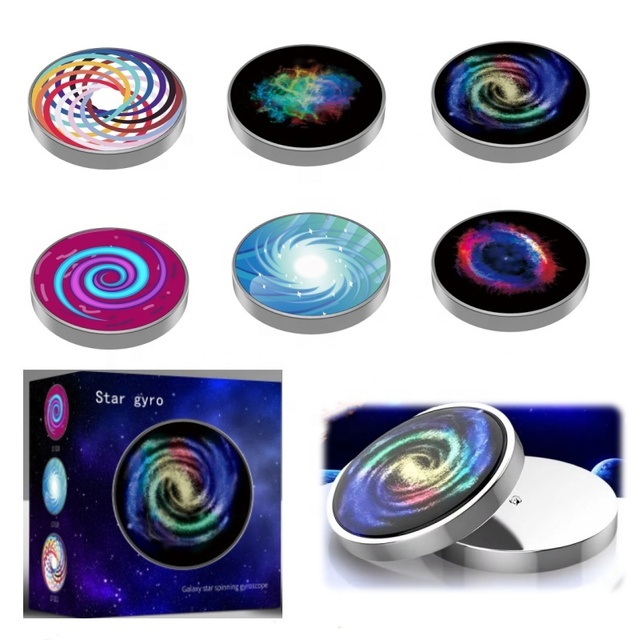 Galaxy Star Rotating Colorful Gyroscope Stainless Steel Custom Stress Resistant Desktop Hand Cranked Toy for Adults & Children