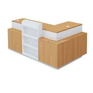 Customized Wooden Checkout Counter Nordic Style Modern Design For Supermarket Salon Bookstore Milk Tea Shop Commercial Use - Product Image 2