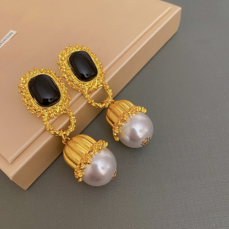 15 # Argent aiguille médiévale perle boucles d'oreilles