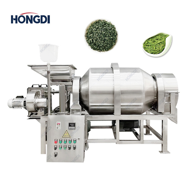 Stainless Steel Drum Tea Flavoring Mixer with Liquid Spray and Hot Air Drying for Tea Herbs and Spices