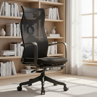 Chaise de bureau ergonomique moderne pivotante avec support lombaire en maille, appui-tête réglable, chaises inclinables de luxe, ensemble de mobilier