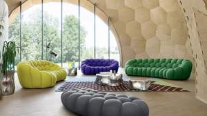 Sillón Moderno Tapizado en Tela con Brazos Curvos, Sofá Individual Verde para Sala de Estar, Relleno de Espuma, Sofá Burbuja 3D - Product Image 5
