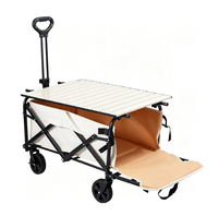 Chariot de camping pliable OEM ODM avec roues de 5 pouces, conception extensible à l'arrière, poignée de traction réglable, pour le shopping, le camping en plein air, vente en gros