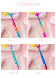 Cute Mermaid Gel <b>Pen</b> Kawaii Rainbow Plastic Writing <b>Pen</b> 0.5mm Blue Black Ink Custom Color School Office Use - Product Image 5