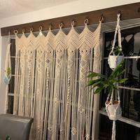 Rideau Bohème Grand Format en Macramé de Coton Tressé Écologique pour Fenêtre Française, Décoration Intérieure, Rideaux de Porte de Balcon et Cantonnières