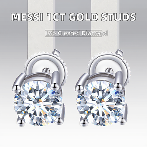 Boucles d'oreilles pour femmes en or massif 10K/14K/18K certifiées IGI avec diamant de laboratoire rond brillant de 1 carat couleur D - Product Image 2