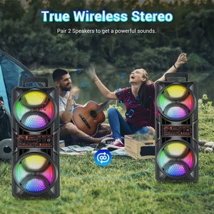 Đôi 6.5 ''loa siêu trầm Đảng bass nặng FM Đài phát thanh không dây Microphone RGB đèn xách tay DJ karaoke tháp Loa boomboxes - Product Image 4